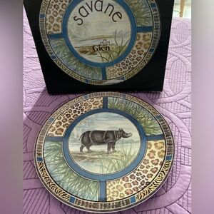 Gien Savane 12”Flat Platter/Cake Serving Platter